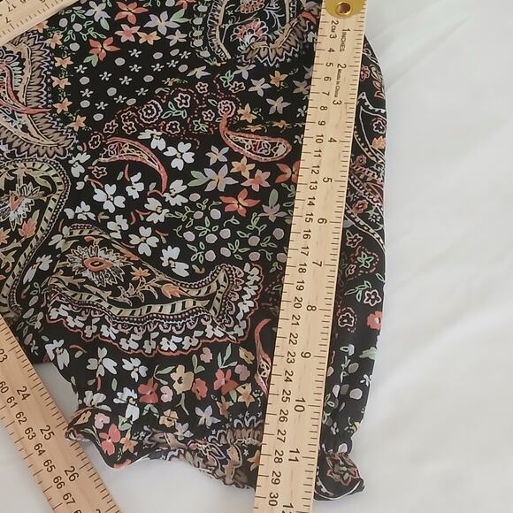 Torrid Plus 2 Georgette Surplice Puff Sleeve Floral Paisley Blouse Black Boho - Picture 12 of 12